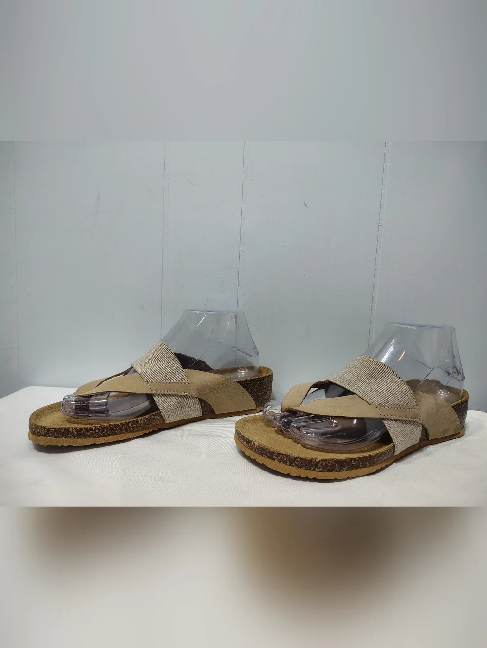 Bio Natura Italy Leather Thong Sandals Size 40 US 9 Cork Footbed Comfort Slide - Picture 2 of 7